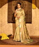 Light Aqua Green Mashru Katan Silk with Kashmiri Pallu